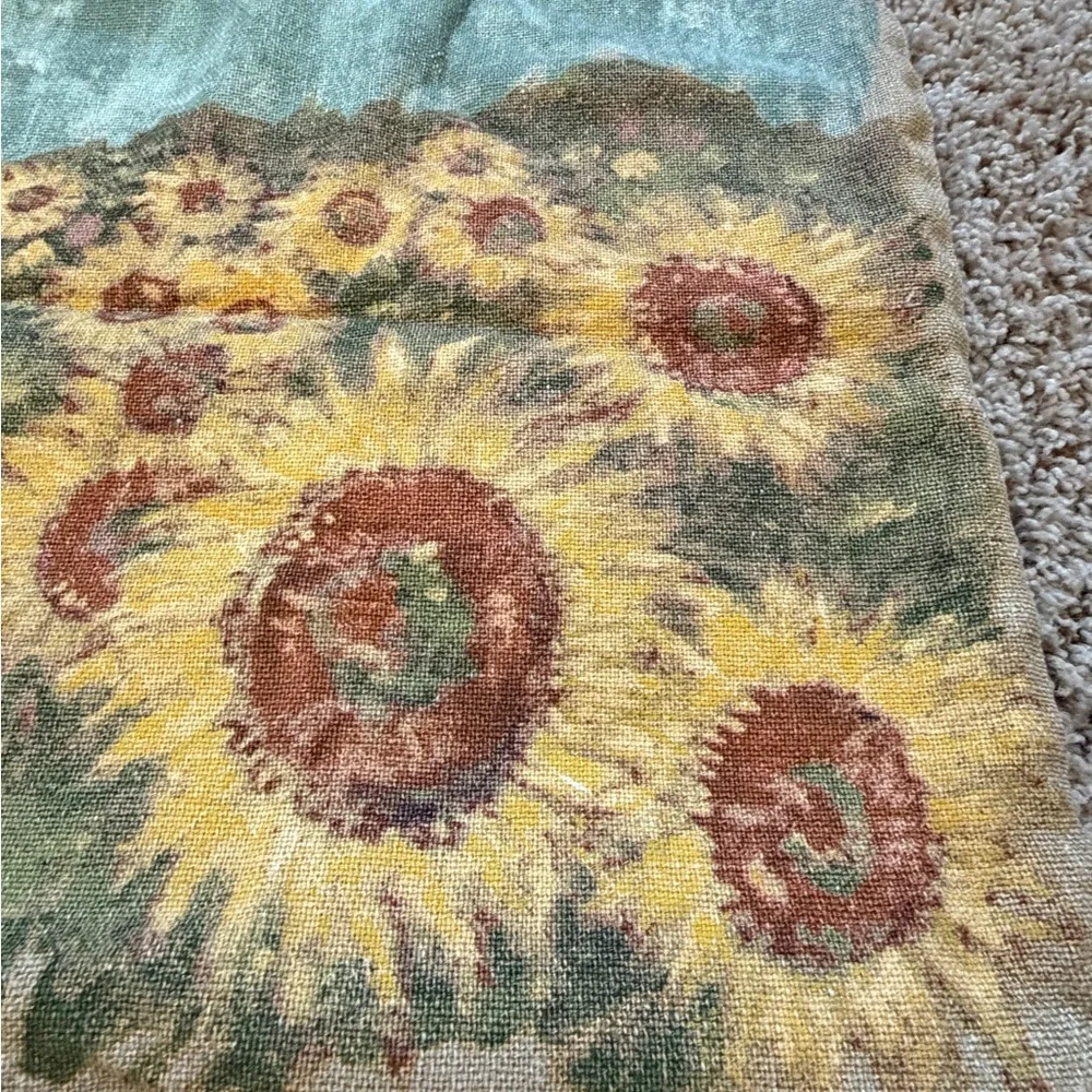 Pottery Barn lumbar pillow cover sham 16 x 26 painted sunflowers cotton linen